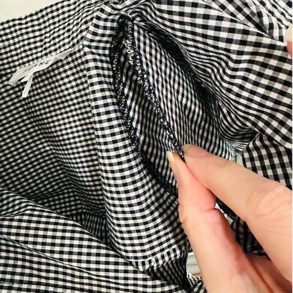Frame Black & White Gingham Sleeveless Shoulder Pad Button Collared Shirtdress S - Picture 13 of 16